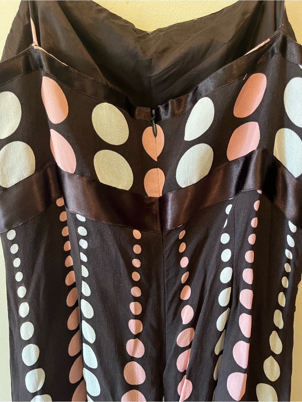 Vintage Y2K brown and pink polka dot spaghetti strap dress size 8 juniors - Picture 4 of 8